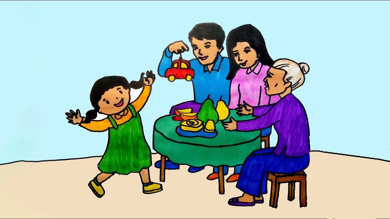 30 tranh tô màu gia đình hạnh phúc dành cho các bé tranh vẽ về đề tài gia  đình hạnh phúc đẹp nhất